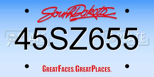 45SZ655 South Dakota License Plate