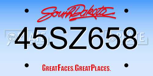 45SZ658 South Dakota License Plate