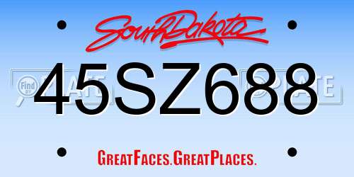 45SZ688 South Dakota License Plate