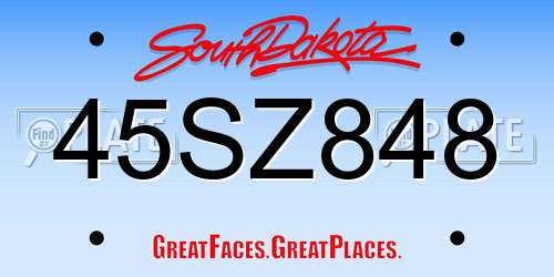 45SZ848 South Dakota License Plate