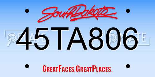 45TA806 South Dakota License Plate