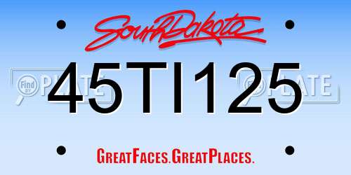 45TI125 South Dakota License Plate