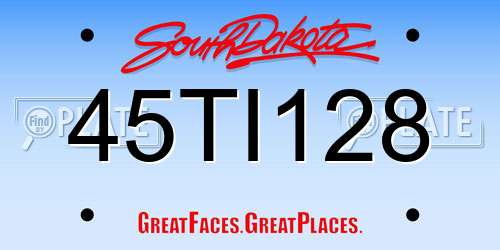 45TI128 South Dakota License Plate