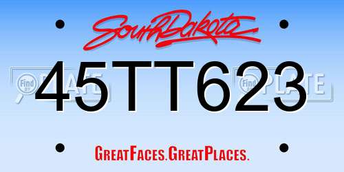 45TT623 South Dakota License Plate