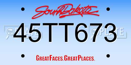 45TT673 South Dakota License Plate