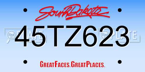 45TZ623 South Dakota License Plate
