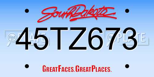 45TZ673 South Dakota License Plate