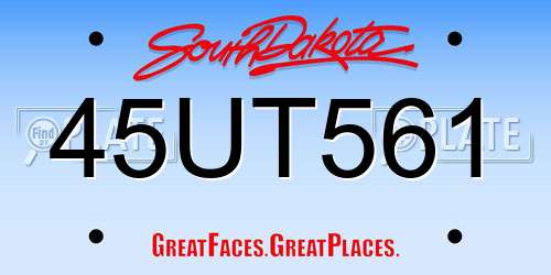 45UT561 South Dakota License Plate