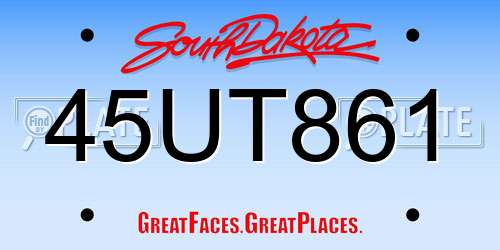 45UT861 South Dakota License Plate
