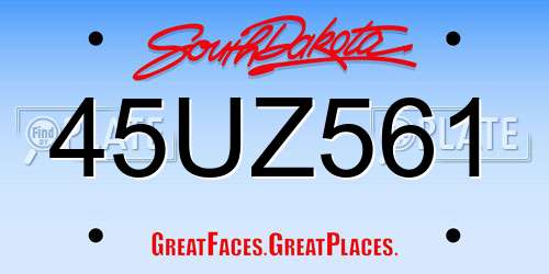 45UZ561 South Dakota License Plate