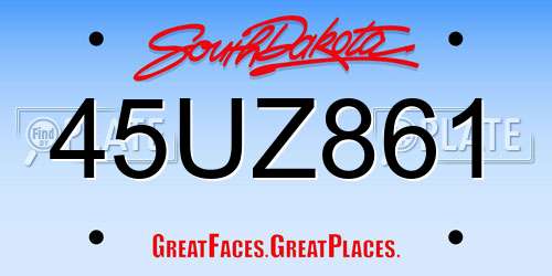 45UZ861 South Dakota License Plate