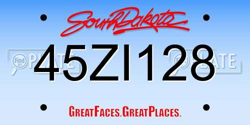 45ZI128 South Dakota License Plate