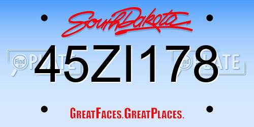 45ZI178 South Dakota License Plate