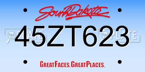 45ZT623 South Dakota License Plate