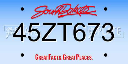 45ZT673 South Dakota License Plate