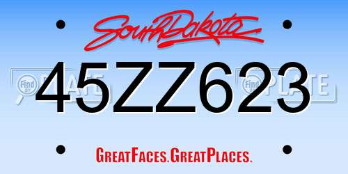 45ZZ623 South Dakota License Plate