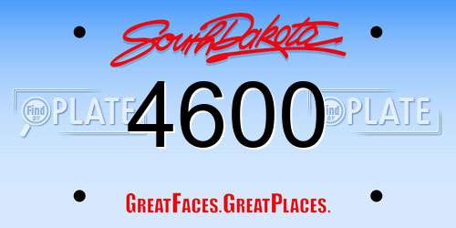 4600 South Dakota License Plate