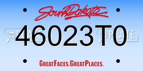 46023T0 South Dakota License Plate