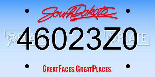 46023Z0 South Dakota License Plate