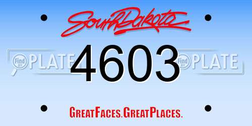 4603 South Dakota License Plate