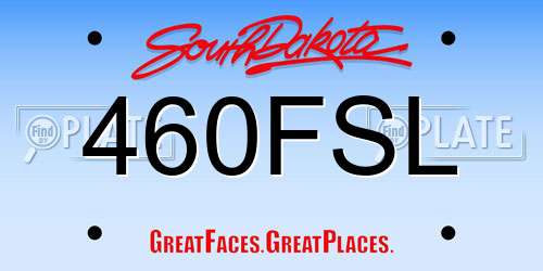460FSL South Dakota License Plate
