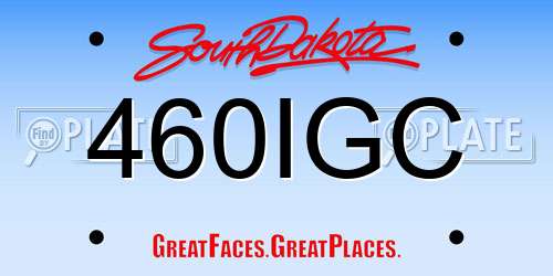 460IGC South Dakota License Plate