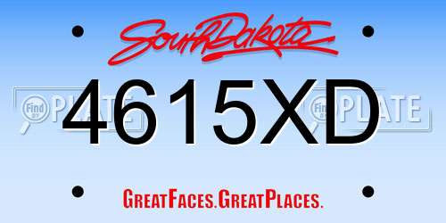 4615XD South Dakota License Plate