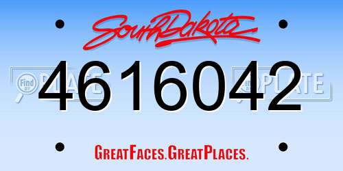 4616042 South Dakota License Plate