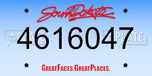 4616047 South Dakota License Plate
