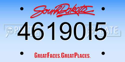 46190I5 South Dakota License Plate