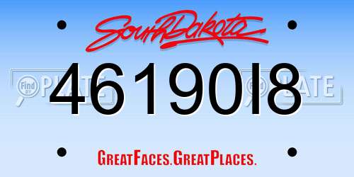 46190I8 South Dakota License Plate