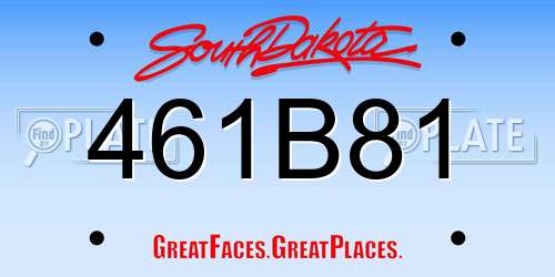 461B81 South Dakota License Plate