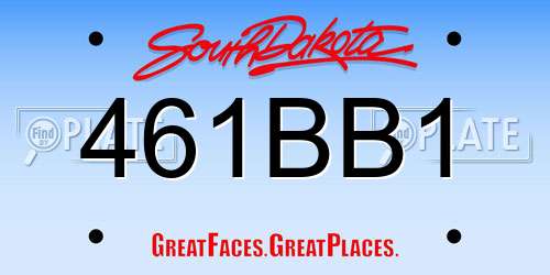461BB1 South Dakota License Plate