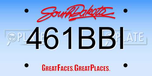 461BBI South Dakota License Plate