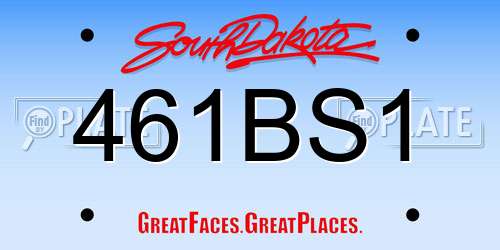 461BS1 South Dakota License Plate