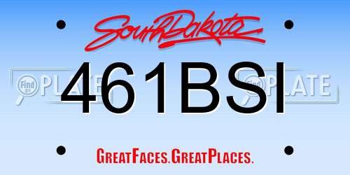 461BSI South Dakota License Plate