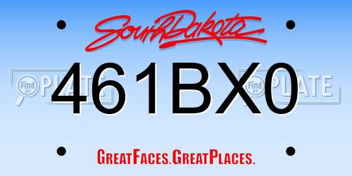 461BX0 South Dakota License Plate