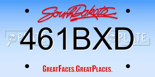 461BXD South Dakota License Plate