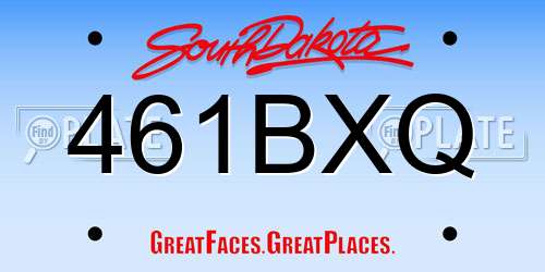 461BXQ South Dakota License Plate