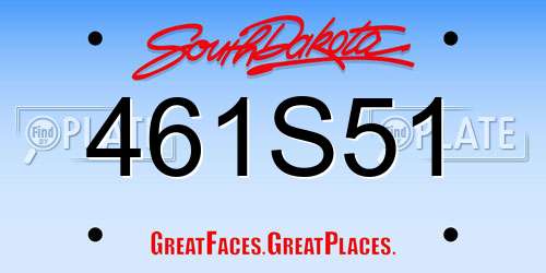 461S51 South Dakota License Plate