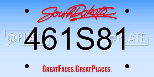461S81 South Dakota License Plate