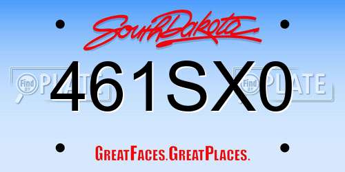 461SX0 South Dakota License Plate