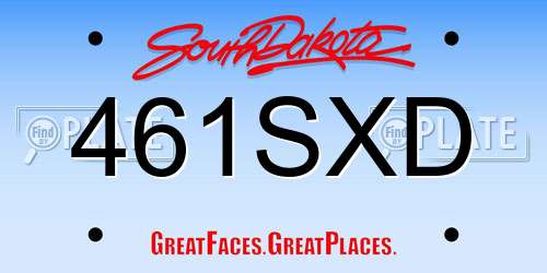 461SXD South Dakota License Plate
