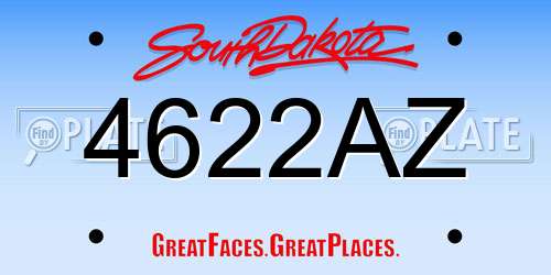 4622AZ South Dakota License Plate