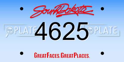 4625 South Dakota License Plate