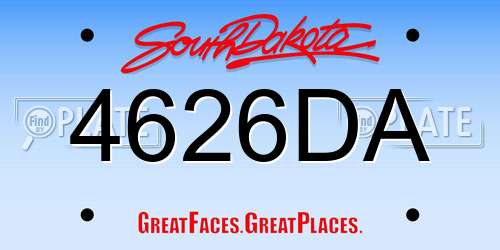 4626DA South Dakota License Plate