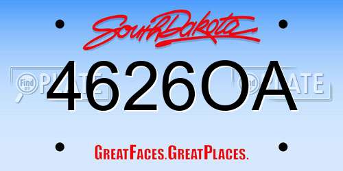 4626OA South Dakota License Plate