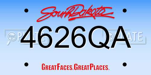 4626QA South Dakota License Plate