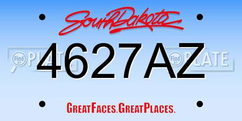 4627AZ South Dakota License Plate