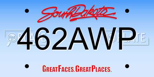 462AWP South Dakota License Plate